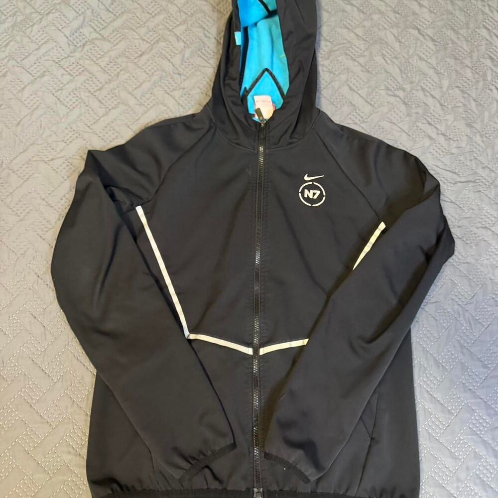 Women’s Nike N7 Reflective Hybrid Black Swoosh Logo Hooded Fleece Lined M